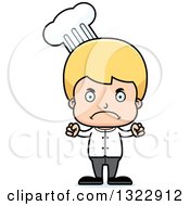 Clipart Of A Cartoon Mad Blond White Boy Chef Royalty Free Vector Illustration