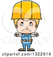 Poster, Art Print Of Cartoon Mad Blond White Boy Construction Worker