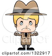 Clipart Of A Cartoon Mad Blond White Boy Detective Royalty Free Vector Illustration