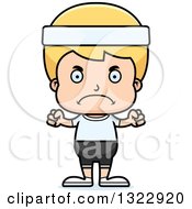 Clipart Of A Cartoon Mad Blond White Fitness Boy Royalty Free Vector Illustration