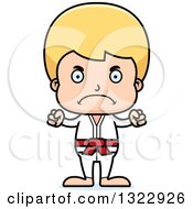 Clipart Of A Cartoon Mad Blond White Karate Boy Royalty Free Vector Illustration