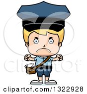 Clipart Of A Cartoon Mad Blond White Boy Mailman Royalty Free Vector Illustration