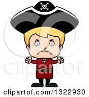 Clipart Of A Cartoon Mad Blond White Pirate Boy Royalty Free Vector Illustration