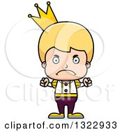 Clipart Of A Cartoon Mad Blond White Boy Prince Royalty Free Vector Illustration