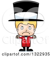 Clipart Of A Cartoon Mad Blond White Boy Circus Ringmaster Royalty Free Vector Illustration