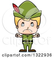 Clipart Of A Cartoon Mad Blond White Boy Robin Hood Royalty Free Vector Illustration