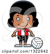 Clipart Of A Cartoon Happy Black Girl Volleyball Player Royalty Free Vector Illustration