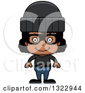 Clipart Of A Cartoon Happy Black Girl Robber Royalty Free Vector Illustration