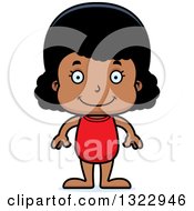 Clipart Of A Cartoon Happy Black Girl Swimmer Royalty Free Vector Illustration
