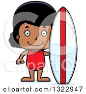 Clipart Of A Cartoon Happy Black Surfer Girl Royalty Free Vector Illustration