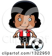 Poster, Art Print Of Cartoon Happy Black Girl Soccer Player