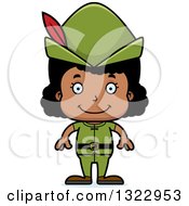 Clipart Of A Cartoon Happy Black Robin Hood Girl Royalty Free Vector Illustration