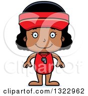 Cartoon Happy Black Girl Lifeguard