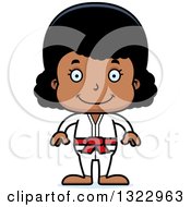 Clipart Of A Cartoon Happy Black Karate Girl Royalty Free Vector Illustration