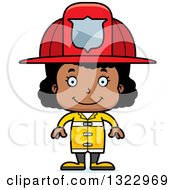 Poster, Art Print Of Cartoon Happy Black Girl Firefighter