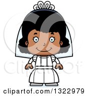 Clipart Of A Cartoon Happy Black Girl Bride Royalty Free Vector Illustration