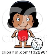 Poster, Art Print Of Cartoon Happy Black Girl Beach Volleyball Player
