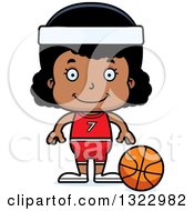 Poster, Art Print Of Cartoon Happy Black Girl Basketball Player