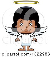 Clipart Of A Cartoon Happy Black Girl Angel Royalty Free Vector Illustration