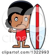 Clipart Of A Cartoon Mad Black Surfer Girl Royalty Free Vector Illustration