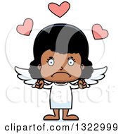 Clipart Of A Cartoon Mad Black Cupid Girl Royalty Free Vector Illustration