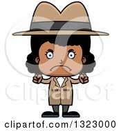 Clipart Of A Cartoon Mad Black Detective Girl Royalty Free Vector Illustration