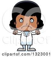 Clipart Of A Cartoon Mad Black Girl Doctor Royalty Free Vector Illustration