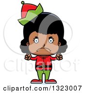 Clipart Of A Cartoon Mad Black Christmas Elf Girl Royalty Free Vector Illustration