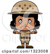 Clipart Of A Cartoon Mad Black Girl Zookeeper Royalty Free Vector Illustration