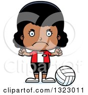 Clipart Of A Cartoon Mad Black Girl Volleyball Player Royalty Free Vector Illustration