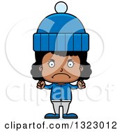 Clipart Of A Cartoon Mad Black Girl In Winter Clothes Royalty Free Vector Illustration