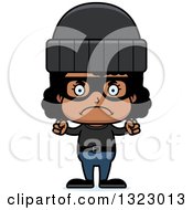 Clipart Of A Cartoon Mad Black Girl Robber Royalty Free Vector Illustration