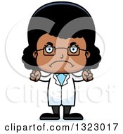 Clipart Of A Cartoon Mad Black Girl Scientist Royalty Free Vector Illustration