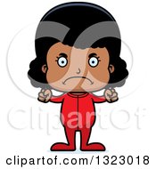 Clipart Of A Cartoon Mad Black Girl Wearing Pajamas Royalty Free Vector Illustration