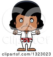 Clipart Of A Cartoon Mad Black Karate Girl Royalty Free Vector Illustration