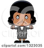 Clipart Of A Cartoon Mad Black Business Girl Royalty Free Vector Illustration