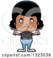 Clipart Of A Cartoon Mad Casual Black Girl Royalty Free Vector Illustration