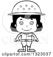Lineart Clipart Of A Cartoon Happy Black Girl Zookeeper Royalty Free Outline Vector Illustration