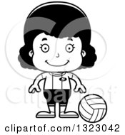 Lineart Clipart Of A Cartoon Happy Black Girl Volleyball Player Royalty Free Outline Vector Illustration
