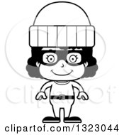 Lineart Clipart Of A Cartoon Happy Black Girl Robber Royalty Free Outline Vector Illustration