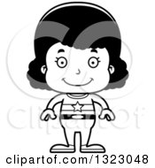 Lineart Clipart Of A Cartoon Happy Black Girl Royalty Free Outline Vector Illustration