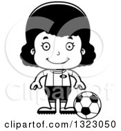 Poster, Art Print Of Cartoon Lineart Happy Black Girl Soccer Player