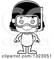 Lineart Clipart Of A Cartoon Happy Black Girl In Snorkel Gear Royalty Free Outline Vector Illustration