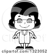 Lineart Clipart Of A Cartoon Happy Black Girl Scientist Royalty Free Outline Vector Illustration