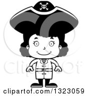 Lineart Clipart Of A Cartoon Happy Black Girl Pirate Royalty Free Outline Vector Illustration