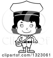 Lineart Clipart Of A Cartoon Happy Black Girl Mailman Royalty Free Outline Vector Illustration