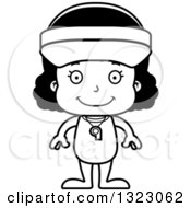 Lineart Clipart Of A Cartoon Happy Black Girl Lifeguard Royalty Free Outline Vector Illustration