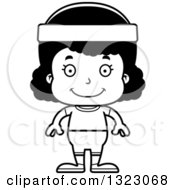 Lineart Clipart Of A Cartoon Happy Black Fitness Girl Royalty Free Outline Vector Illustration