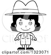 Lineart Clipart Of A Cartoon Happy Black Detective Girl Royalty Free Outline Vector Illustration