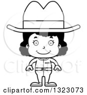 Lineart Clipart Of A Cartoon Happy Black Cowgirl Royalty Free Outline Vector Illustration